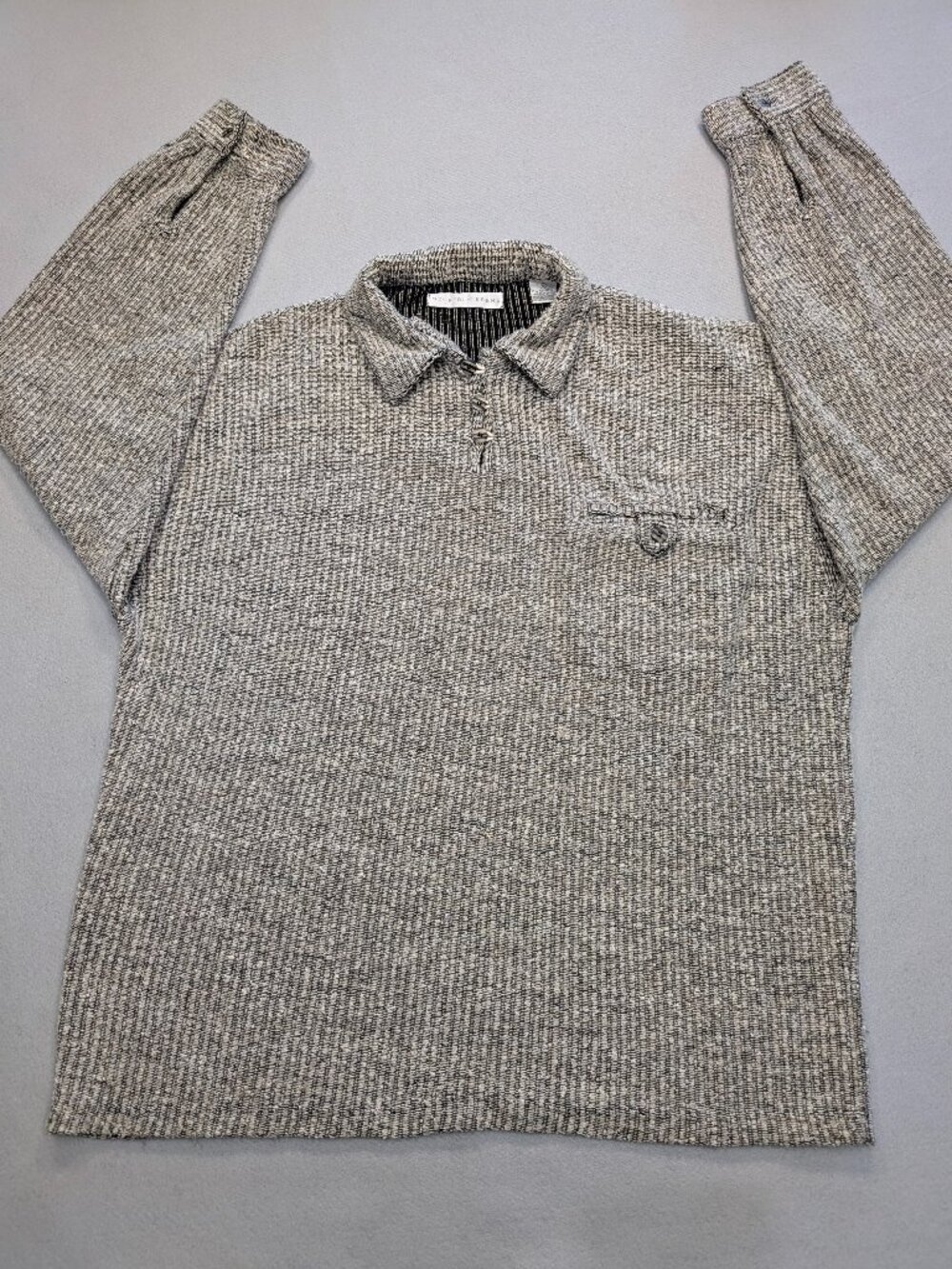 Geoffrey Beene Gray Marled Knit Polo Sweater XL